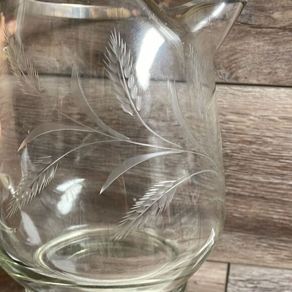 Etched Glass Pitcher with Silver Rim, Glass Handle , Large - Picture 6 of 6